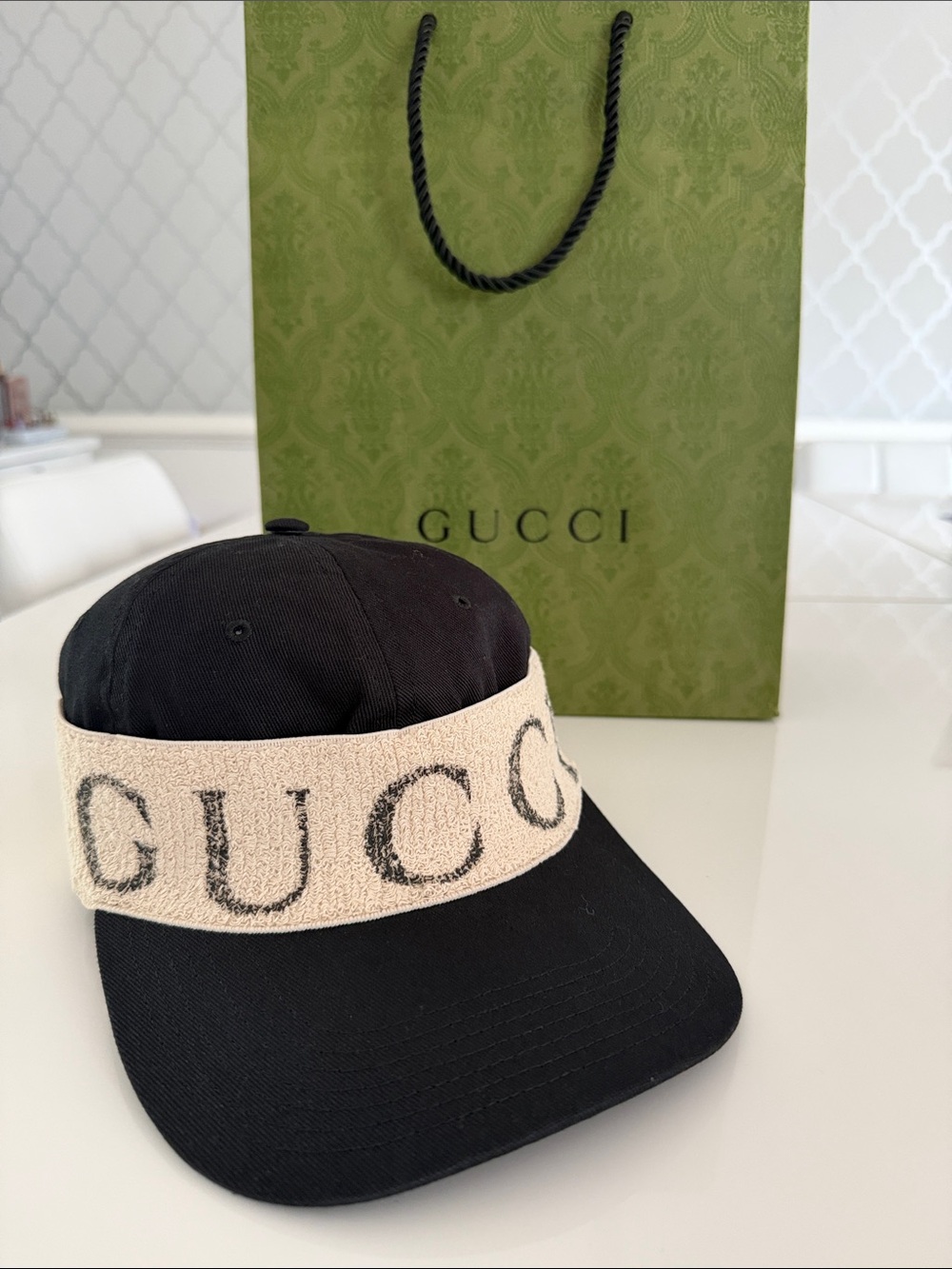 Gucci Black Baseball Cap with Cream Terryband